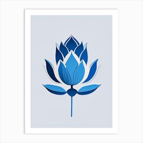 Blue Lotus Retro Minimal 1 Art Print