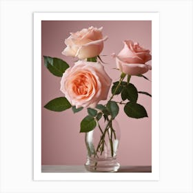 A Vase Of Pink Roses 97 Art Print