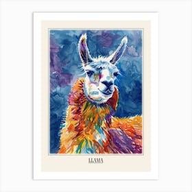 Llama Colourful Watercolour 2 Poster Art Print