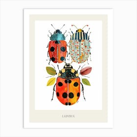 Colourful Insect Illustration Ladybug 30 Poster Art Print