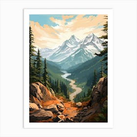 North Cascades National Park Retro Pop Art 6 Art Print