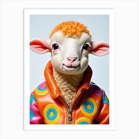 Anthropomorphic Baby Sheep In A Jacket Art Print