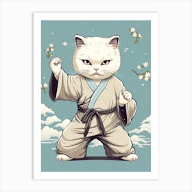 Kawaii Cat Drawings Tai Chi 2 Art Print