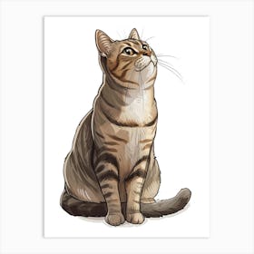 American Wirehair Cat Clipart Illustration 6 Art Print