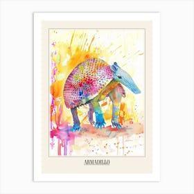 Armadillo Colourful Watercolour 2 Poster Art Print