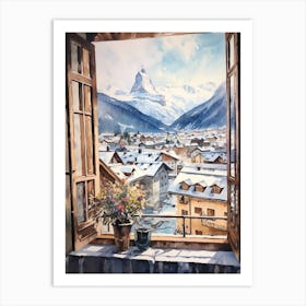 Winter Cityscape Hallstatt Austria 1 Art Print