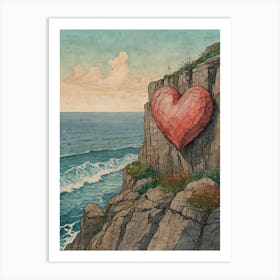 Heart On The Cliff Art Print