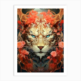Lynx Floral Art Print
