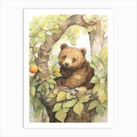 Storybook Animal Watercolour Brown Bear 4 Art Print