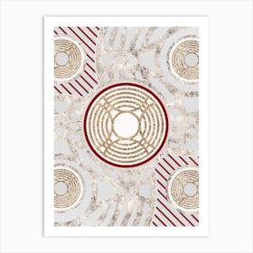 Geometric Abstract Glyph in Festive Gold Silver and Red n.0019 Art Print