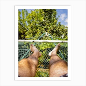 Man Laying In Hammock On A Summer Day Art Print