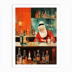 Sad Santa At The Bar Art Print