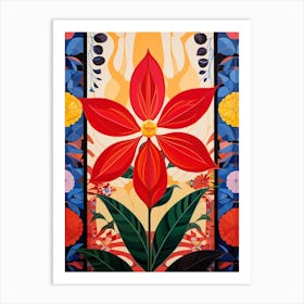 Flower Motif Painting Poinsettia 3 Art Print