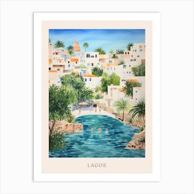 Swimming In Lagos Portugal 2 Watercolour Poster Art Print