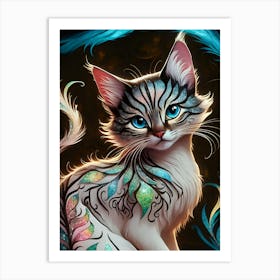 Cat With Blue Eyes 2 Art Print