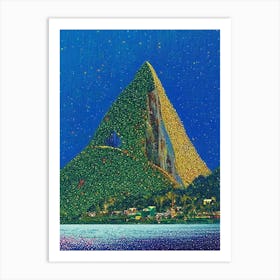 Saint Lucia Pointillism Style Tropical Destination Art Print
