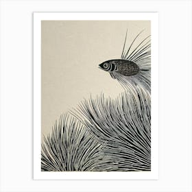 Quillfish Linocut Art Print