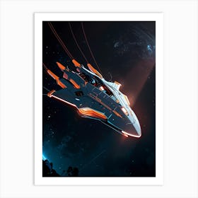 Spaceship In Space 2 Art Print