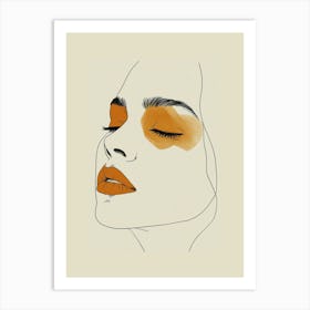 Portrait Of A Woman Minimalist Line Art Monoline Illustration 4 Art Print