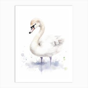 Baby Swan Watercolour Nursery 4 Art Print