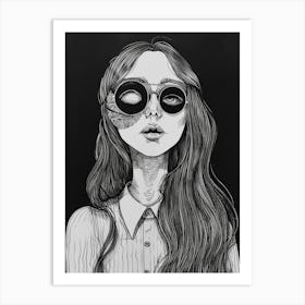 Girl With Glasses 12 Art Print