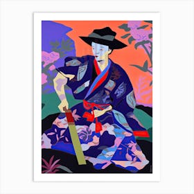 Samurai In Fauvist Matisse Japanese Style  3 Art Print