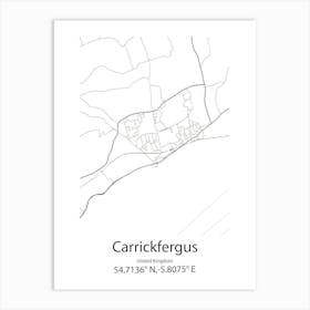 Carrickfergus,United Kingdom Minimalist Map Affiche