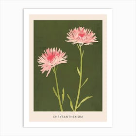 Pink & Green Chrysanthemum 3 Flower Poster Art Print