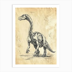 Sinornithosaurus Dinosaur Black Shading 2 Art Print