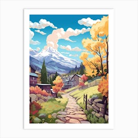 Chamonix To Zermatt France 3 Hike Illustration Art Print