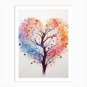 Gradient Heart Tree Branches 3 Art Print