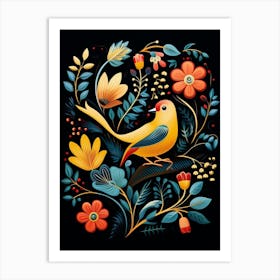 Folk Bird Illustration American Goldfinch 1 Art Print