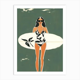 Woman In Bikini With Surfboard Poster