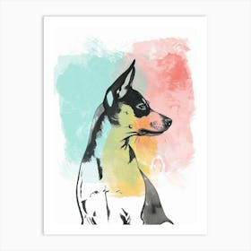 Pinscher Dog Pastel Line Watercolour Illustration  2 Art Print