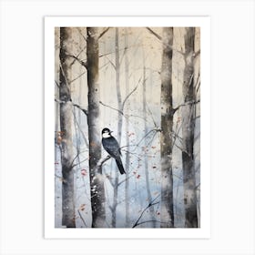 Winter Watercolour Woodpecker 3 Art Print