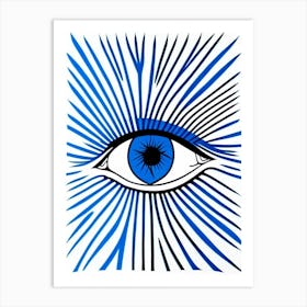 Spiritual Awakening, Symbol, Third Eye Blue & White 1 Art Print