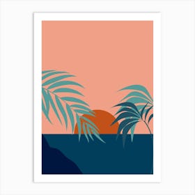 Sunset Palm Trees Art Print