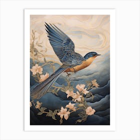 Eastern Bluebird 2 Gold Detail Painting Art Print