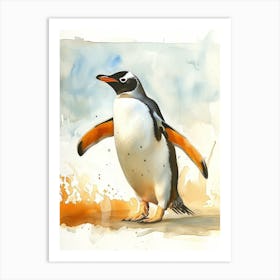 Humboldt Penguin Cooper Bay Watercolour Painting 4 Art Print