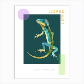 Blue Iguana Modern Illustration 9 Poster Art Print