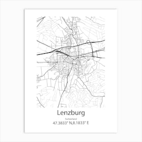 Lenzburg,Switzerland Minimalist Map Art Print