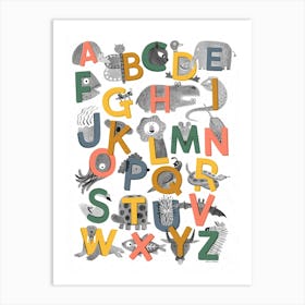 Animal Alphabet Nursery Kids Room Art Print