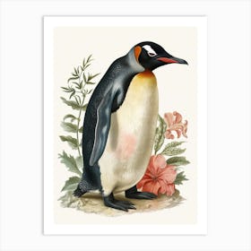 Adlie Penguin Cuverville Island Vintage Botanical Painting 1 Art Print