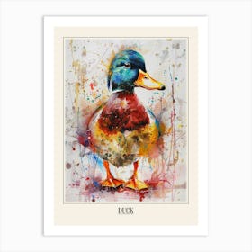 Duck Colourful Watercolour 2 Poster Art Print