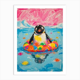 Penguin In The Pool 2 Art Print