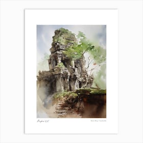Angkor Wat Cambodia 4 Watercolour Travel Poster Art Print
