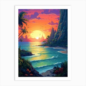 Seascape Pixel Art 3 Art Print