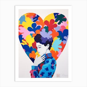 Realistic Abstract Rainbow Heart Portrait Art Print