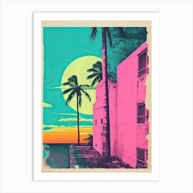 Miami In Risograph Style 2 Art Print