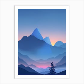 Misty Mountains Vertical Composition In Blue Tone 87 Art Print